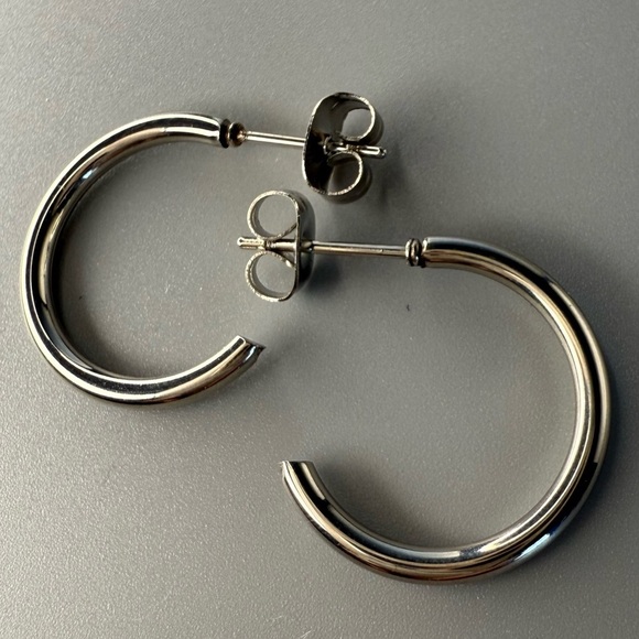 Stainless Steel Huggie Hoop Earrings 20mm - Picture 6 of 7